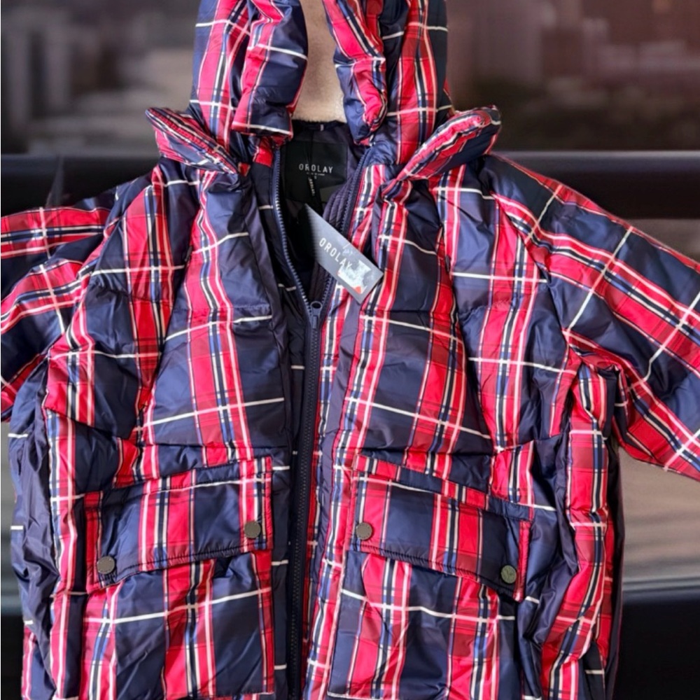 Orolay Women's Size S Thickened Plaid Print Multi Pockets Hooded Down Jacket.New - Picture 9 of 17
